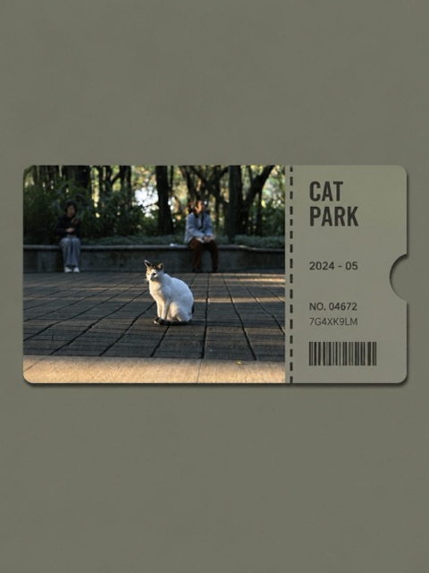 A ticket stub of Tokyo Tower at night, the tab reading TOWER NIGHT — a photo turned into art in the Photo ticket card style